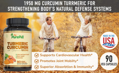 Turmeric Curcumin with Bioperine, 90 count The Pure Pill Brand, made in USA