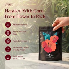 PiPi Tea Organic Hibiscus Tea Bags Caffeine Free Non GMO Vegan 60g