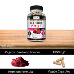 Organic Beet Root Powder 1300mg Capsules Nitric Oxide Booster Superfood Beetroot