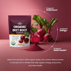 Organic Beet Root Powder (8oz) USDA Organic Beetroot Powder Supplement – Energy,