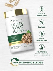 Kudzu Root 1600mg | 100 Extract Capsules | Non-GMO and Gluten Free | by Carlyle