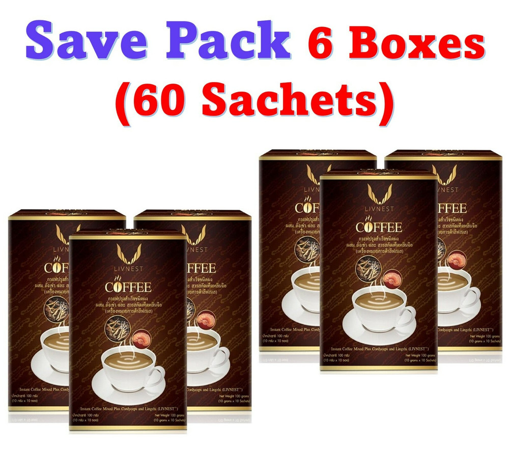 6 Boxes Cordyceps Coffee With Lingzhi Instant Herbal Dietary Supplement Extract