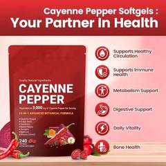 Cayenne Pepper 240 Softgels Supplement, Supports Improve Leg Vein