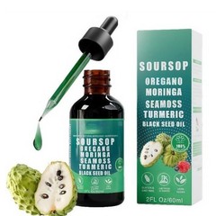 Soursop Bitters Liquid Drops 10 Moringa,Turmeric 1 Sea Moss in Black Seed Oil