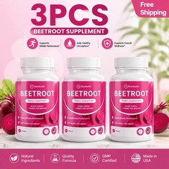 3PCS Rosabella Organic Beet Root 60 Capsules Natural Energy Boost Blood Pressure