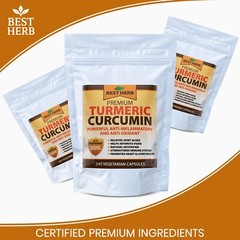 240 Turmeric 95% Curcumin BioPerine Black Pepper Pills 10,000mg Extract Tumeric