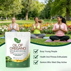 Aceite 2PACK De Oregano En 300 Capsulas Con Carvacrol Timol Black Seed Oil 6000