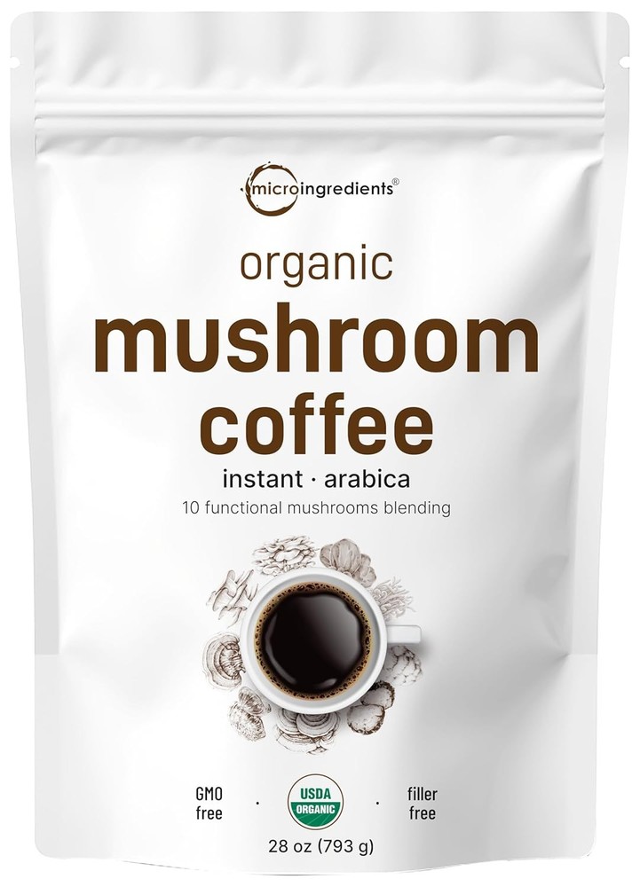 Micro Ingredients Organic Instant 10 in 1 Mushroom Coffee Powder, 28 Ounce (317