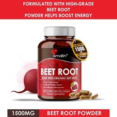 Organic Beet Root Powder Beta Vulgaris 1500mg Capsule – 120 Pills Nitric Oxide