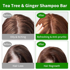 Ginger & Tea Tree Bar Shampoo and Conditioner, for anti Hair Loss, Promote Hair