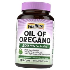 Oil of Oregano 500mg with Black Seed Oil, Wild Harvested, 60 Count (Pack of 1)