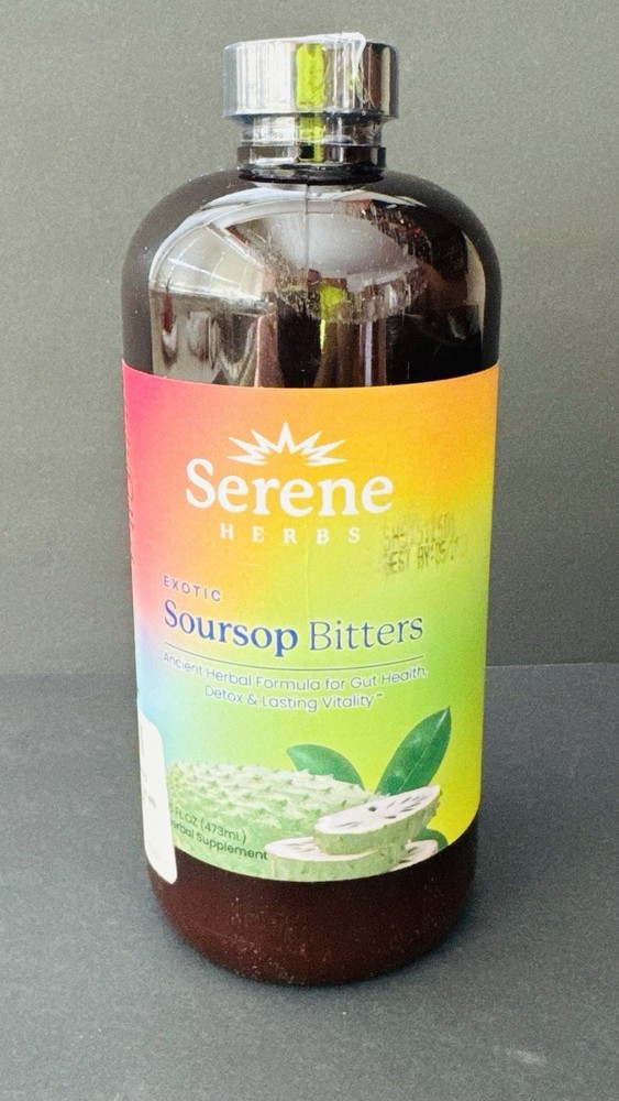 Serene Herb Exotic Soursop Bitters Liquid Gut Health Detox Lasting Vitality 16oz