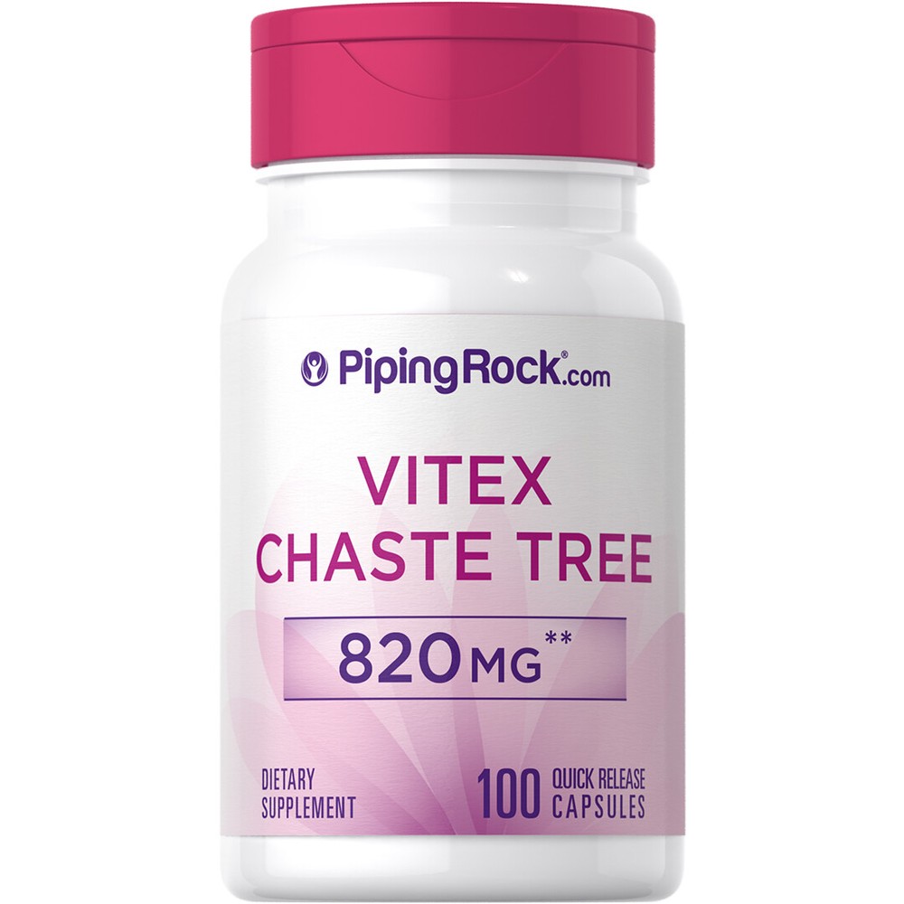 Vitex Chasteberry 820mg | 100 Capsules | Non-GMO, Gluten Free | By Piping Rock
