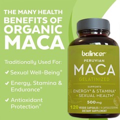Peruvian Maca Capsules 500mg Support Energy and Stamina