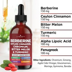 Berberine with Ceylon Cinnamon Supplement Liquid Drops + Bitter Melon Extract