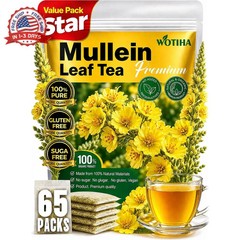 WOTIHA 65 Count Value Pack Premium Mullein Leaf Tea Bags – 100% Pure Natural Her