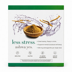 ashwa yes Less Stress Ashwagandha Powder Drink Mix 600mg Dairy-Free