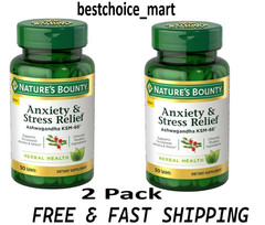 Nature’s Bounty Anxiety & Stress Relief Ashwagandha KSM 66, L-Theanine, 2 Pack