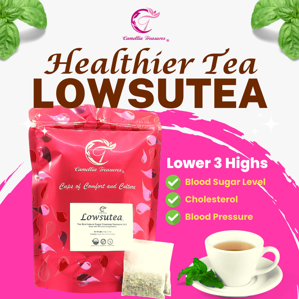 Lowsutea Max Health Sugar Tea. Lower Your Sugar, Cholesterol and Blood Pressure.