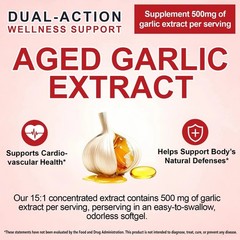 Odorless Aged Garlic Extract Capsules 300 Count, 500mg Organic Aged Garlic