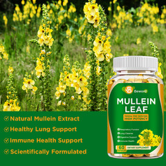 60PCS Mullein Leaf Capsules Lung Cleansing Detox Herbal Dietary Pill Supplement