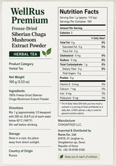 WellRus Premium Freeze-Dried Siberian Chaga Extract Powder