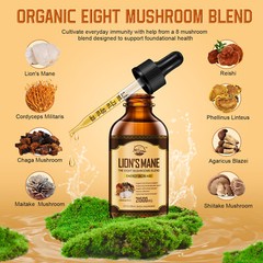 Lions Mane plus Mushroom Extract Non Gmo Tincture Liquid Herbal Drops 2 Fl Oz