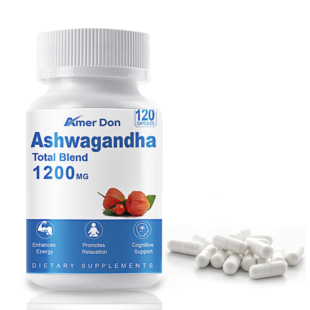 Ashwagandha Capsules 120ct 1200mg Supplement w/ Black Pepper Root Powder