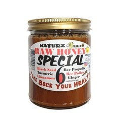 RAW HONEY & GINGER TURMERIC CINNAMON BLACK SEED PROPOLIS & POLLEN 12oz BLACKSEED