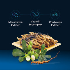 FINE JAPAN Cordyceps Plus: Premium Cordyceps Mushroom Extract and Macadamia