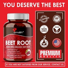 Organic Beet Root Powder Beta Vulgaris 1500mg Capsule – 120 Pills Nitric Oxide