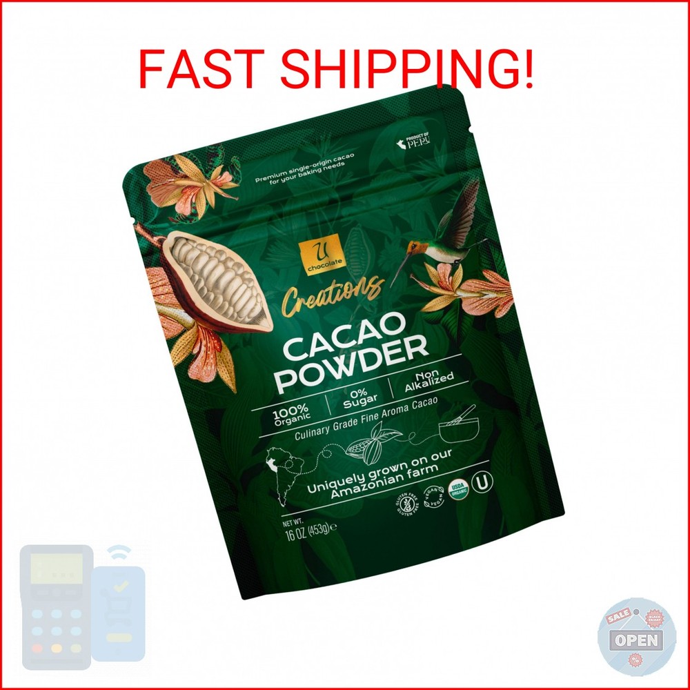 U Chocolate Organic Cacao Powder, Unsweetened & Unalkalized – Fresh from our Far