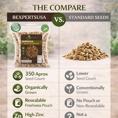Moringa Seeds (Semillas) – 3.5 oz (Approx. 350 + Seeds) – Premium Moringa
