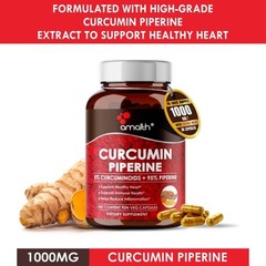 Turmeric Curcumin Extract 500mg 90 Capsules 95% Piperine Black Pepper By Amalth