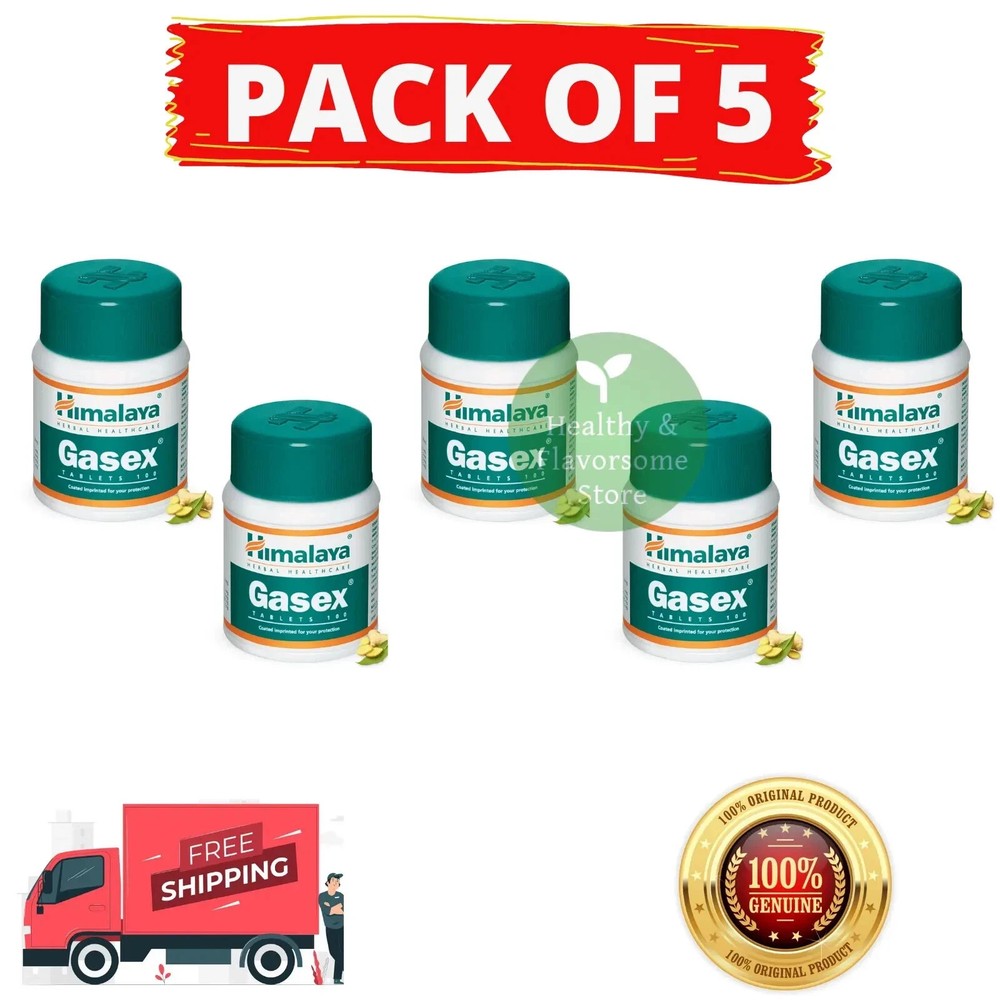 5 x Himalaya Gasex 500 Tablets For Indigestion & gaseous distension FREE SHIP