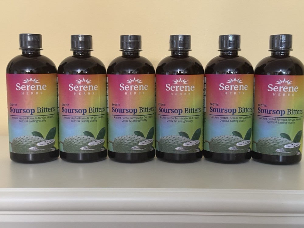 6 Pack Serene Herbs Exotic Soursop Bitters Liquid Gut Health Detox Vitality