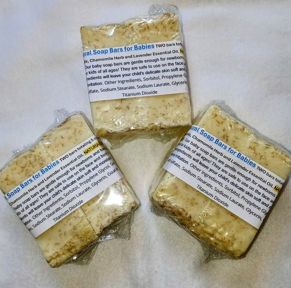 All-Natural Soap Bars for Babies TWO bars totaling 5 oz