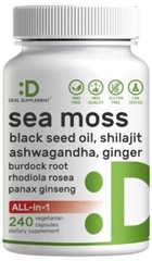 Irish Sea Moss bladderwrack Burdock Root w/ Black Seed Oil Ashwagandha 240 Pills