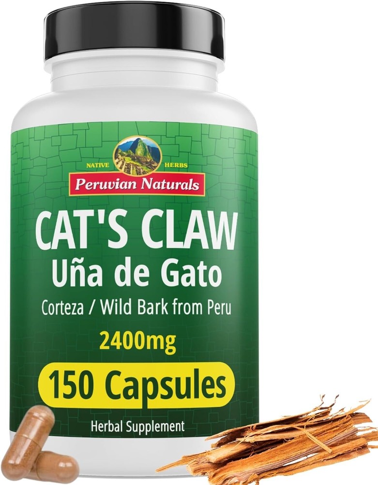 Cat’s Claw 150Capsules – Uña de Gato 100% Natural Cats Claw Bark Grown in Peru