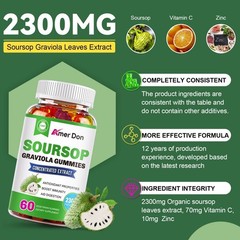 Soursop Graviola Gummies 2300mg – Antioxidant, Immune Support Graviola Soursop