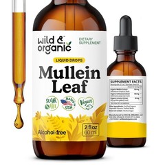 Wild & Organic Mullein Drops for Lungs – Alcohol Free Herbal Supplement
