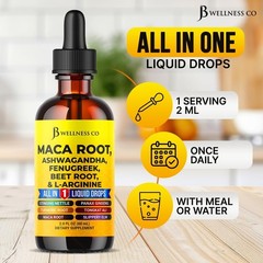 3PK Organic Maca Root Liquid Drops Ashwagandha Fenugreek Beet Root & L-Arginine