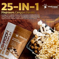 25-in-1 Organic Mushroom Powder Blend | 2000mg | Lions Mane | 120 Servings