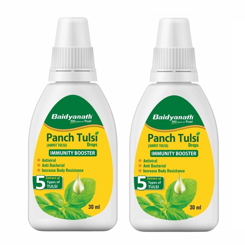 Baidyanath 5 Tulsi Drops 30ml x2 | Natural Immunity & Wellness Booster