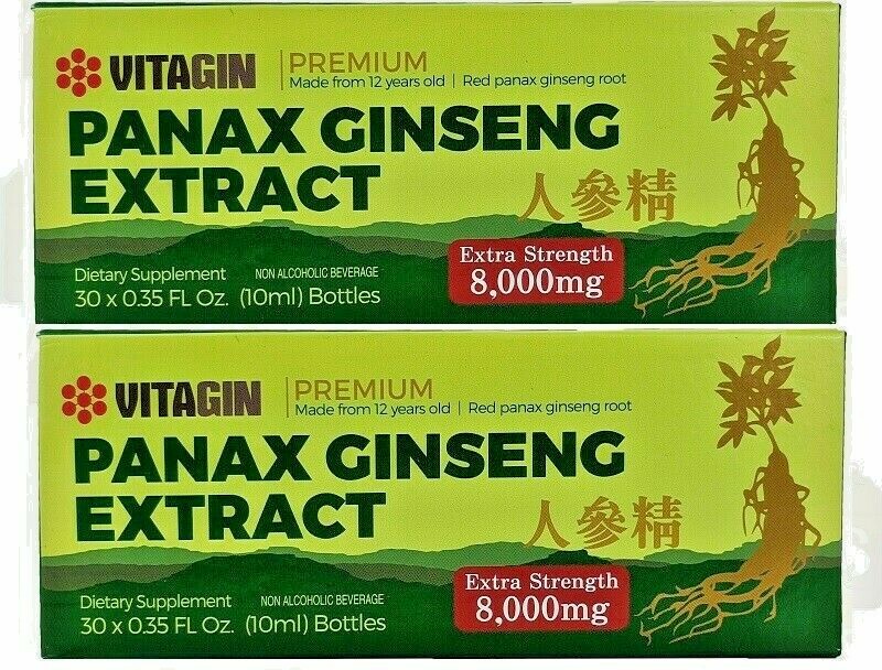 Red PANAX Ginseng Extract Premium of 12 years old Roots 8000 Mg 2 Box 60 Bottles