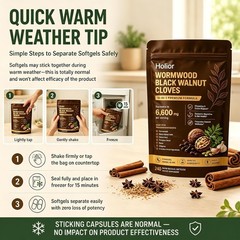 Holior 18-in-1 Black Walnut & Wormwood Herbal Blend for 240 Count (Pack of 1)