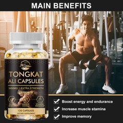 3450mg TongkatAli Extract 200:1 Strong Natural Testosterone Booster 360 Softgels