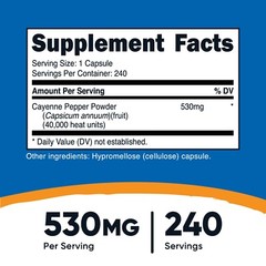 Nutricost Cayenne Pepper 530mg, 240 Capsules – Gluten Free, Non-GMO