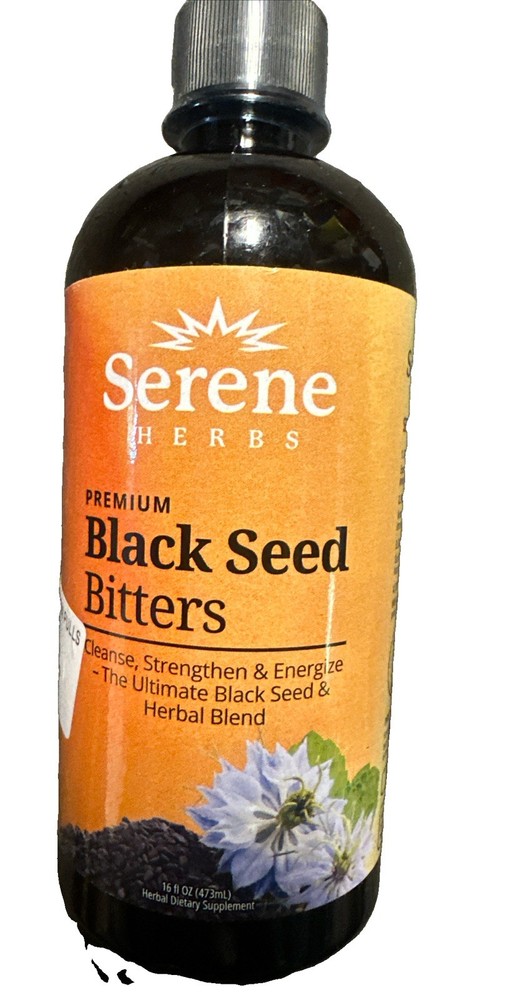 ❤️Serene Herbs Premium Black Seed Bitters 100% Natural Organic 16oz Exp 04/2028