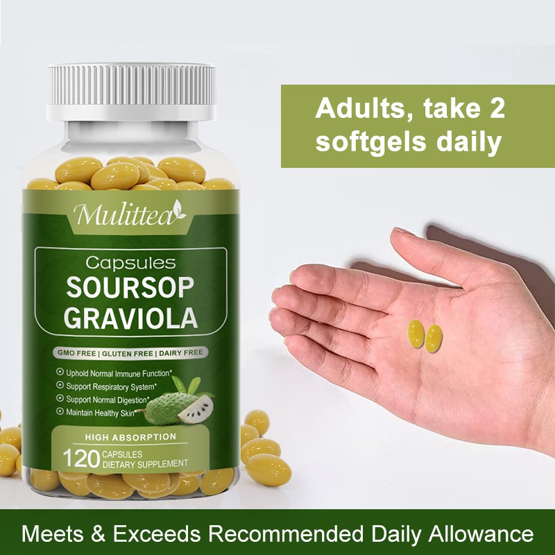 Soursop Graviola Capsules – Digestive, Immune & Respiratory Support, 120ct